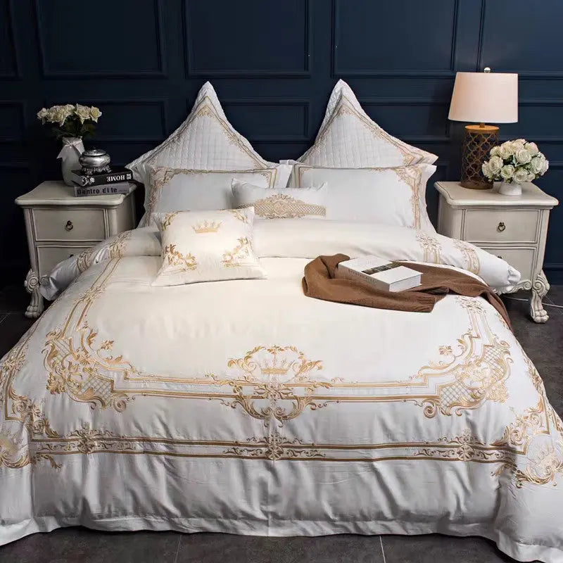 French Embroidery Cotton Satin Bedding Set (4 Pieces) Mexorr
