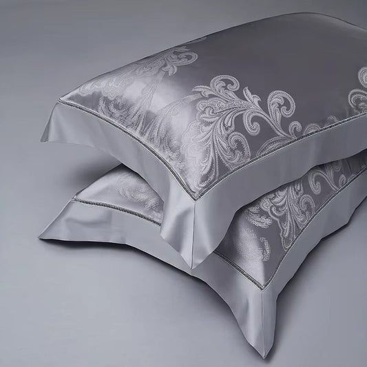 Antiquity Collection | Luxury Pillowcase Set with Floral Detailing | Soft Grey for Elegant Bedding 0